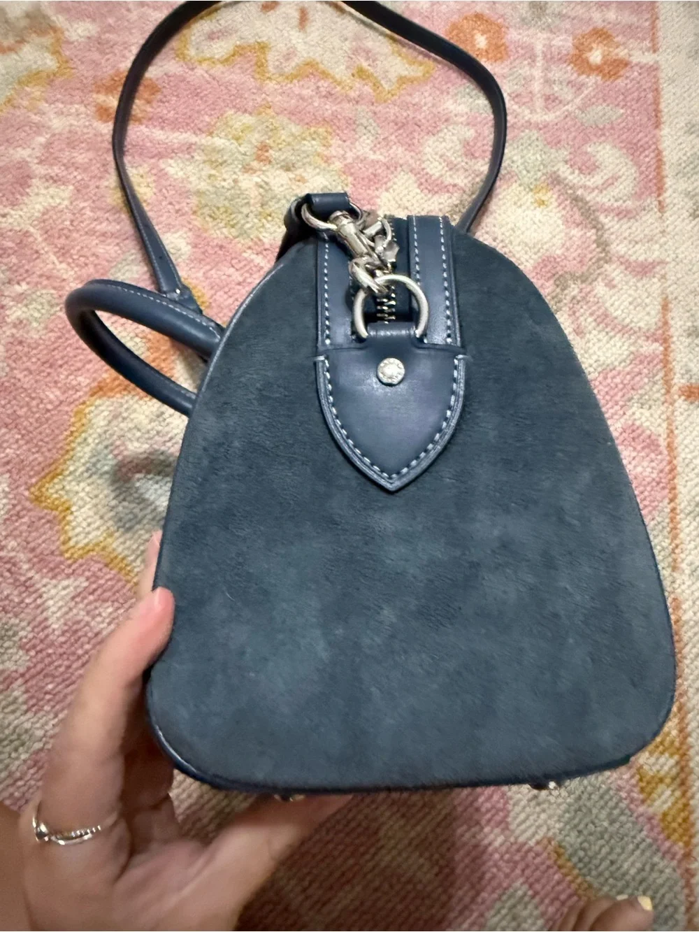 Coach Rowan Satchel Pebbled Leather Silver/Denim Crossbody CM102